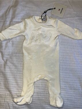 Melange Cream Plush Footed One-Piece